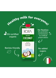Koita Coconut No Added Sugar Milk, 100% Plant-Based, Dairy &amp; Lactose Free 1L