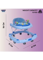Lovely Baby Foldable Kids Walker BW05 with Adjustable Height, Musical Toys, Rotating Wheels, Comfortable & Safe Activity Walker for Toddlers, Small Infant Boy Girl 6-18 months - Blue