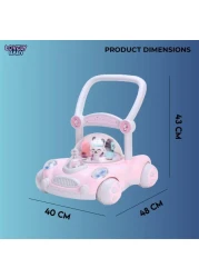 Lovely Baby Kids Push Walker LB 7621 with Removable Handle, Musical Toys, Walk Support, First Step Safe Activity Walker, Child Learning Balance, Small Infant Boy Girl 9-15 M - Pink