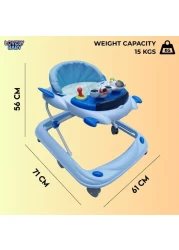 Lovely Baby Foldable Kids Walker BW10 with Adjustable Height, Musical Toys, Rotating Wheels, Comfortable &amp; Safe Activity Walker for Toddlers, Small Infant Boy Girl 6-18 months - Blue