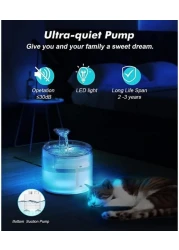 Jinou Cat Water Fountain - Made With Premium Quality Acrylic Glass - Pet Water Fountain With 3 Litre Water Tank- For Cats, Dogs &amp; Other Pets
