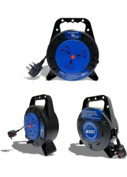 MODI Retractable 3-Way Extension Cord Reel - 10m Cable Reel with Power Button for Home, Office 2000 Watts Power Extension (10M)
