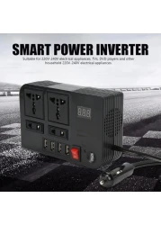 Sprintee Car Power Inverter DC 12V/24V to 220V AC 4 USB Fast Charging Ports & 2 Universal Sockets Portable Power Converter for Vehicles