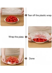 AL ARQAM Fresh Keeping Bags Food Cover 100PCS &ndash; Reusable Elastic Bowl Covers, Stretch Lids for Food Containers, Plastic Wrap Alternative for Meal Prep, Dish, Plate, Outdoor Picnic &ndash; Transparent


