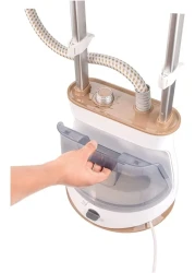 Black + Decker Upright Garment Steamer, 2400W, 1.5L, 35gm/Min Steam, Multiple Attachments, GST2400-B5 (Adjustable Double Poles Rotary Wheels, For Quick Wrinkle Free &amp; Santized Garment)