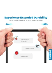فيليبس SWA2521W / 10 سلك صوت ستيريو 1.5 متر ذكر- أسود.