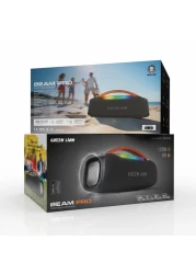 Green Lion Beam Pro Portable Speaker, 120W Power, Wireless Mic, IPX6 Waterproof, 8 Light Modes, Extra Bass, 360&deg; Audio, Multi-Input Support, 15,000mAh Battery, Type-C Charging - Black
