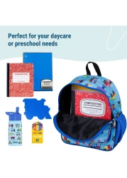 Wildkin 12Inch Kids Backpack for Boys Girls Perfect for Daycare and Preschool Toddler Bags Features Padded Back Adjustable Strap Ideal for School Travel Trains Planes and Trucks