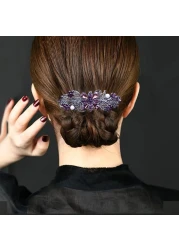 4 PCS Hair Barrettes for Women Ladies Flower Crystal Rhinestones Barrettes Pearl Spring Hair Clip Accessories Women Fashion Ponytail Holders Barrettes for Daily Wear Mothers Day present