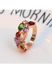 Aiwanto Necklace Set Earring Necklace Ring Set for Women&#39;s Colorful Zircon Necklace Earrings set Necklace Earring Set Gift for Wife Girlfriend