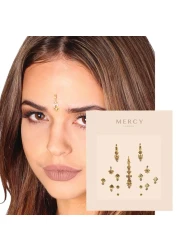 Gigi Gold Bindi Crystal Indian Bindi Face Jewels Gold Multi Packet