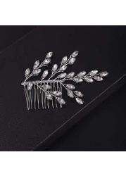 fxmimior Wedding Comb Crystal Leaf Hair Comb Bridal Headpiece for Women Silver 10 cm 65 cm 1 Count