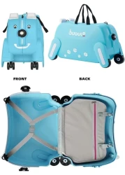 Children&#39;s Ride-On Suitcase with Wheels - Cute Cartoon Rolling Luggage for Kids, Travel &amp; Outdoor Fun(Blue)
