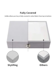 2 in 1 velvet Jewelry Box Ring Earring Organizer Holder Stackable Display Showcase Lockable Jewelry Storage Tray Accessory Organizer gifts for Girls Women