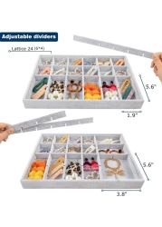 Stackable velvet Set of 4 Jewelry Organizer Trays, Velvet Jewelry Trays for Drawers, Large Jewelry Storage Display Tray for Dresser, Earring Necklace Bracelet Ring Showcase Holder Organizer Set, Gift