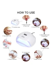 Global Fashion 2-in-1 UV/LED Nail Dryer Lamp - 54W, Professional Gel Nail Dryer for Manicure &amp; Pedicure, Smart Sensor, 4 Timer Settings, Painless Curing, Spacious Design - SUN X (White)