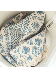 سجادة Mei Homecenter ذات طراز عرقي منسوجة يدويًا بشرابة لغرفة المعيشة وغرفة النوم، أزرق فاتح (مقاس 60 × 90 سم)