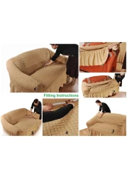 Jacquard Fabric Stretchable One Seater Sofa Cover Chocolate Brown