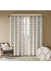 Madison Park Grey Curtains for Living Room Modern Contemporary Linen Window Curtains for Bedroom Brooklyn Embroidered Modern Grommet Window Curtains 50X95 1Panel Pack