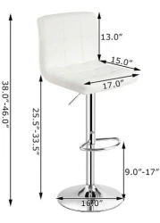 Galaxy Design Adjustable Bar Stools PU Leather Swivel Lift Kitchen Counter Pub Chair White Color - Size ( D x W x H ) 40 x 40 x 110 cm Model - GDF-J201.