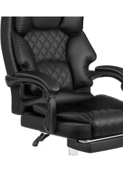 Karnak Executive Office Gaming Chair PU Leather 360 Swivel, Diamond Pattern Stitching High Back With Tilt Lock Mechanism, Soft Foam &amp; Well Padded Backrest With Lumbar Support, Black
