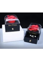 Generic Eternal Rose Gift Box, Handmade Fresh Preserved Rose Gift For Her On Birthday,Christmas,Mother's Day,Valentine's Day (Red) (Necklace Not Included)