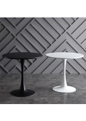 Jeffcoco Furniture Outdoor Table Round metal Patio Table,Garden Table,Black White Coffee Table Side Table Indoor Furniture Metal Frame home decor single table 1 piece (Black)