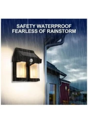 Outside Solar Induction Wall Lamp Warm Light Dual Core Wireless Dusk To Dawn Motion Sensor LED Sconce Lights IP65 Waterproof