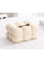 Ceramic Tissue Box Cover White Facial Tissue Holder for Sink Counters Desks Bathroom Vanity Office and Home D&eacute;cor Elegant Tissue Paper Holder for Restaurants
