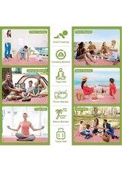 Waterproof Foldable Outdoor Camping Mat Widen Picnic Mat Plaid Beach Blanket Baby Multiplayer Tourist Mat 145X180cm,Red