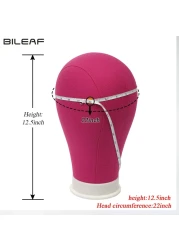 Bileaf 22 Inch Canvas Block Head Mannequin Wig Head With Stand Pink Styling Mannequin Block Head Set Display Mannequin Head with Mount HolesRosy Head