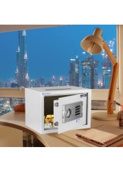 Rubik Drop Slot Safe Box with Digital Keypad and Key Lock A4 Document Size for Cash Deposit on Top Home Office (25x35x25cm) White