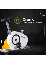 PowerMax Fitness BU-515-AL502 Steel Magnetic Exercise Upright Bike, Grey, White, Max user weight 100KG