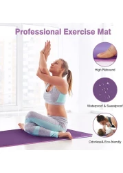 ماهمير سجادة يوجا مضادة للانزلاق مع شنطة حمل، سجادة لياقة بدنية للبيلاتس بسمك 183 سم × 61 سم × 6 ملم للنساء والرجال والمبتدئين
