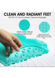 مقشر ومدلك القدمين للاستحمام – سجادة من شعيرات السيليكون المضادة للانزلاق مع أكواب شفط لأرضية الاستحمام وحوض الاستحمام – تنظيف عميق وتقشير