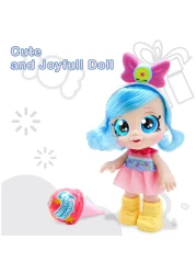 Fitto pretty stylish modern American girl doll with yellow boots, large blue eyes, blue hair with a battery, a singing doll toy with ice cream blind box surprise 12-inch toy for girls