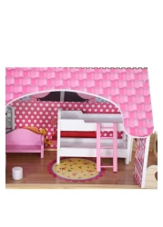 بيت دمى خشبي متعدد الطبقات مع غرف محاكاة - مجموعة ألعاب أطفال كبيرة متعددة الوظائف مع ملحقات لعب كاملة، مثالية للأطفال من سن 3 سنوات فما فوق