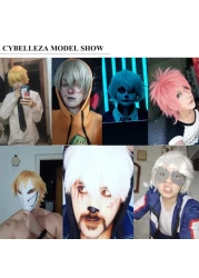 Anime Cosplay Wig Short Black Wigs for Women/Men Synthetic Curly Straight Fancy Dress Wig Layered Fluffy Halloween Costume Party Wig with Free Cap