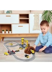 Fitto Train Toy playset for Boys Girls with helicopter and construction vehicle, Trains Tracks, Railway Kits Locomotive Engine, Cargo Car Track, Christmas Gifts for 3 4 5 6 7 8+-year-old Kids
