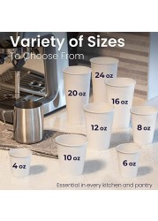 Yesocea 8 Oz. White Paper Cups Serve Your Drinks With Convenience And Style Disposable Hot Chocolate, Cocoa, Water, Coffee Cup [50 Cups]