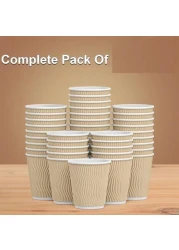 ماهمير® اكواب قهوة مموجة معزولة بلون بني للاستعمال مرة واحدة سعة 12اونصة، صديقة للبيئة للاستعمال مرة واحدة،اكواب ورقية مموجة للمشروبات الساخنة،اكواب قهوة ورقية بتصميم مموج للمشروبات 8أونصة.100 قطعة