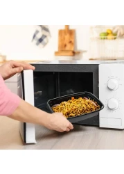 Go2Camps Alsaqer [20 Pack] Compartment Black Base With Lids Food Storage Container(32 Oz) Re32, Disposable Food Container, Meal Preparation Containers, Lunch Boxes Microwave, Freezer Safe