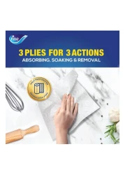 فاين كيتشن سوبر برو لفة مناديل مطبخ ورقية بثلاث طبقات 60 ورقة 6 لفائف