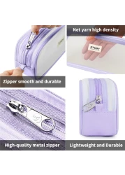 KALIDI Grid Mesh Pencil Case Large Capacity Pencil Case Big Pencil Pouch With Zipper Simple Stationery Bag Aesthetic Pen Bag for School Teen Girl Boy MultiPurpose bag for office Men Women Purple