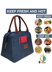 MahMir Insulated Lunch Bag for Men Women Kids with Strap Handles, Wide Open Easy to Clean Insulated Lunch Bag Box for Office Work School Picnic Travel, Leakproof Thermal Cooler Insulated Lunch (Black)