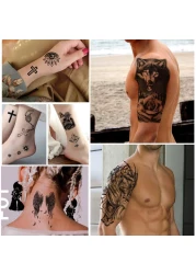 Yazhiji 36 Sheets Temporary Tattoos Stickers 12 Sheets Fake Body Arm Chest Shoulder Tattoos for Men or Women with 24 Sheets Tiny Black