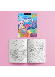 Hinkler Axolotls &amp; Friends Creative Colouring Kit includes 2x24-page Colouring Book, 30+ Holographic Stickers, 30+ Standard Stickers,