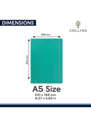 Collins Legacy A5 Hard Cover Notebook, 240 80gsm Ruled Pages - Teal Cover