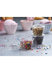 Yesocea [100 Pack] 4 Oz. Clear Plastic Disposable Portion Cups With Lids Sampling Cups, Portion Control Cups, Slime Container