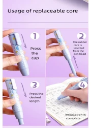 Cute Pencil Creative Stationery Retractable Rubber Stick Erasers for Kids Creative Cartoon Pattern Cute Erasers Kawaii School Supply School Office Prize Stationary 4 PCS